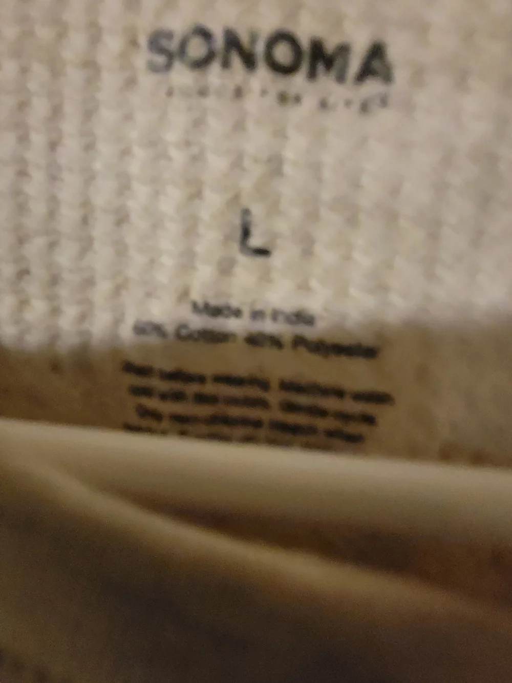 Sonoma Men's Waffle Knit Henley Cream Large NWT